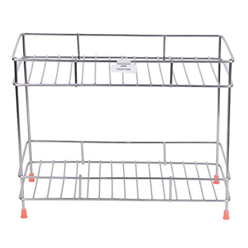 Cri8Hub Stainless Steel 2 Tier Kitchen Rack - Spice Boxes Organizer –Kitchen Stand - Cosmetic Organizer – Counter Top Basket -Floor Mounted Shelf For Home And Bathroom, Step Shelf - Image 2