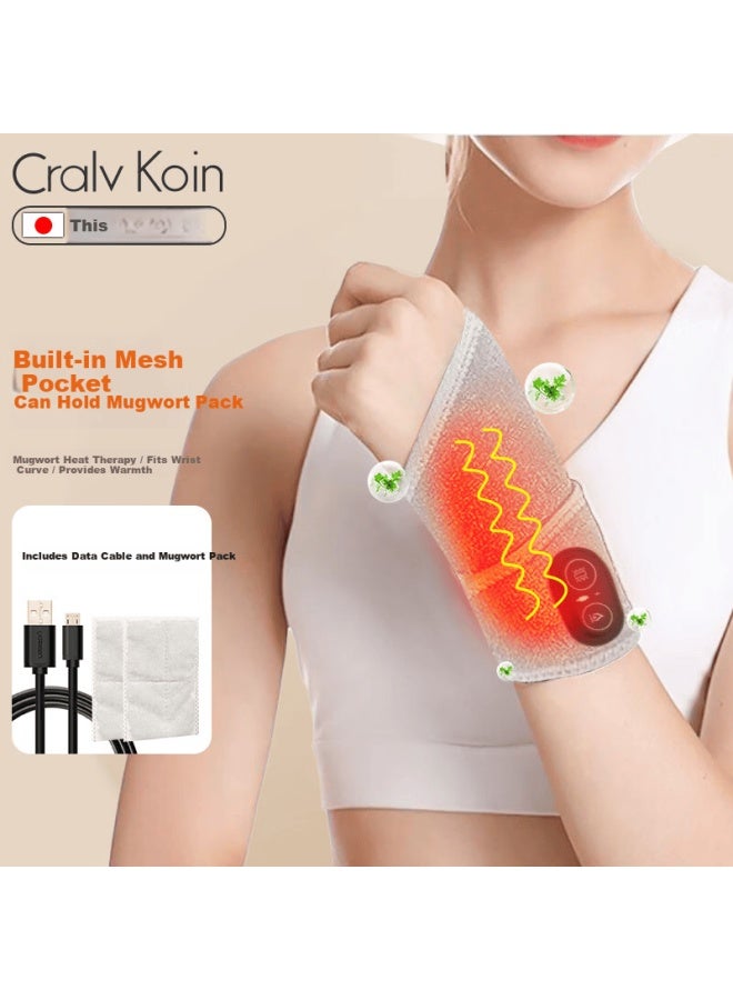 Cralvkoin Electric Heating Wrist Brace For Tendonitis, Pain Relief, Mugwort Heat Therapy, Hand Care, Mouse Hand Support - Image 5