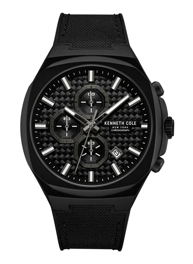 كينيث كول نيو يورك 43.5mm Chronograph Men's Watch with Black Silicone-Nylon Strap