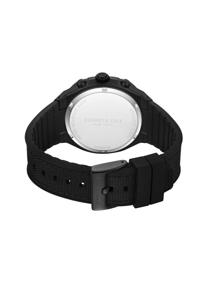 Kenneth Cole New York 43.5mm Chronograph Men's Watch with Black Silicone-Nylon Strap  - Image 3