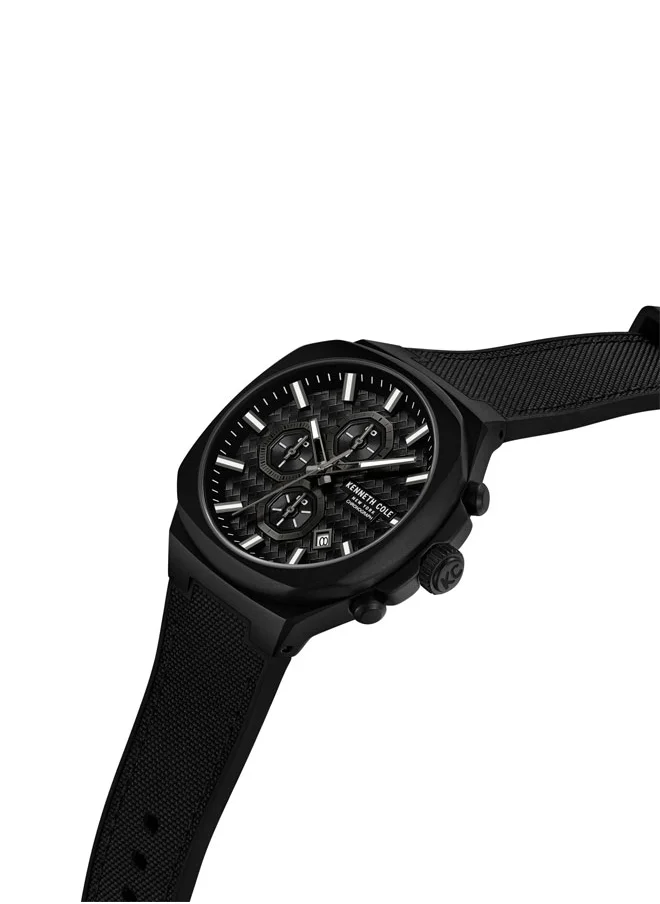 كينيث كول نيو يورك 43.5mm Chronograph Men's Watch with Black Silicone-Nylon Strap