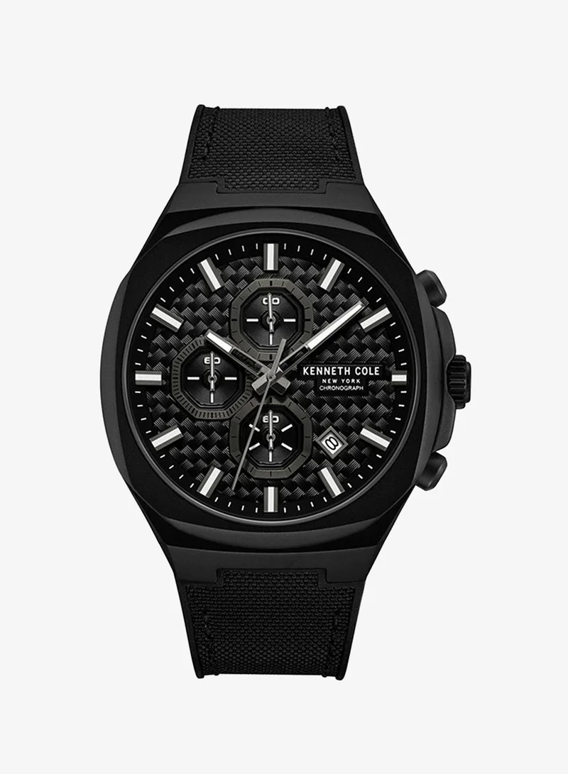 Kenneth Cole New York 43.5mm Chronograph Men's Watch with Black Silicone-Nylon Strap