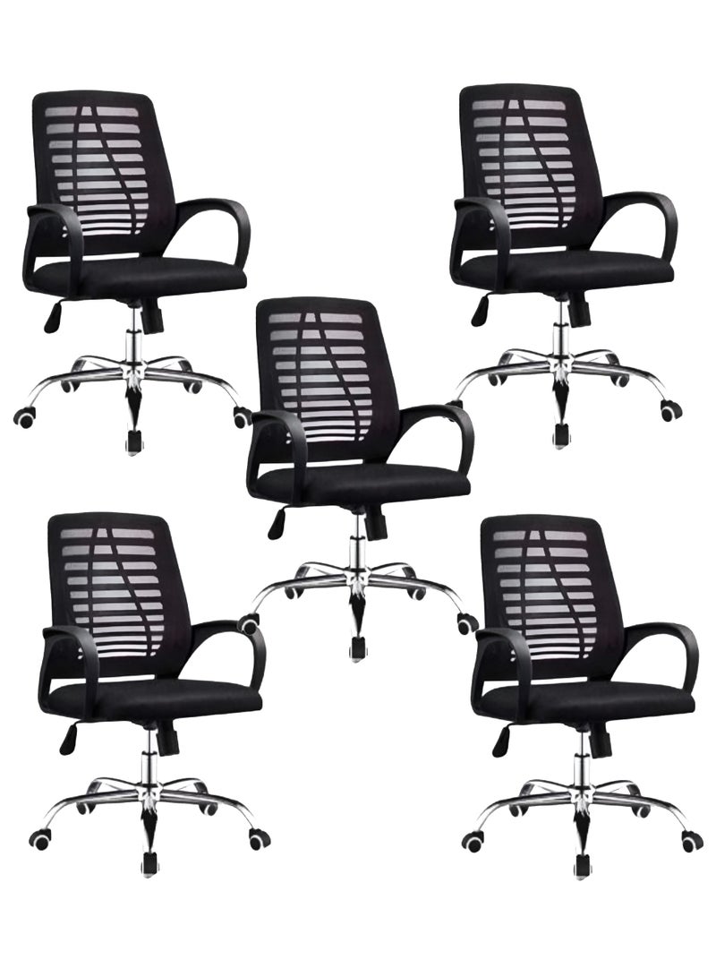 Set of 5 Mesh Ergonomic Home Office Adjustable Swivel Chair - Image 1