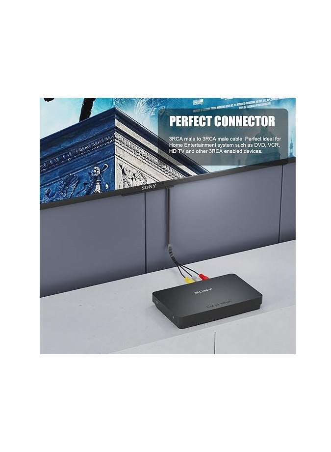 فوجيشكا كابل 3RCA إلى 3RCA بطول 1.5 متر – كابل صوت وصورة AV ثلاثي (ذكر إلى ذكر) – لتوصيل التلفاز، DVD، VCR، الرسيفر، ومكبرات الصوت – نواة نحاسية نقية – متين ومرن  - Image 4
