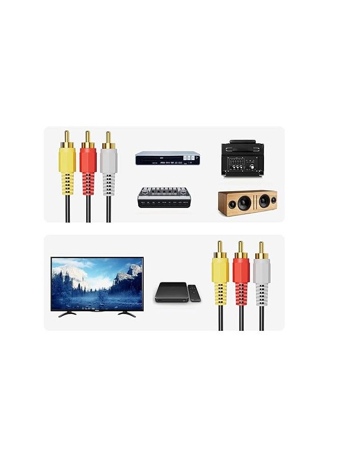 Premium 3RCA AV Cable – 1.5M (5ft) Male-to-Male – Pure Copper Core – High-Fidelity Audio & Video for TV, DVD, VCR, Amplifier – Durable & Flexible Build - Image 4