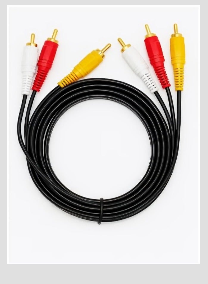 Premium 3RCA AV Cable – 1.5M (5ft) Male-to-Male – Pure Copper Core – High-Fidelity Audio & Video for TV, DVD, VCR, Amplifier – Durable & Flexible Build - Image 3