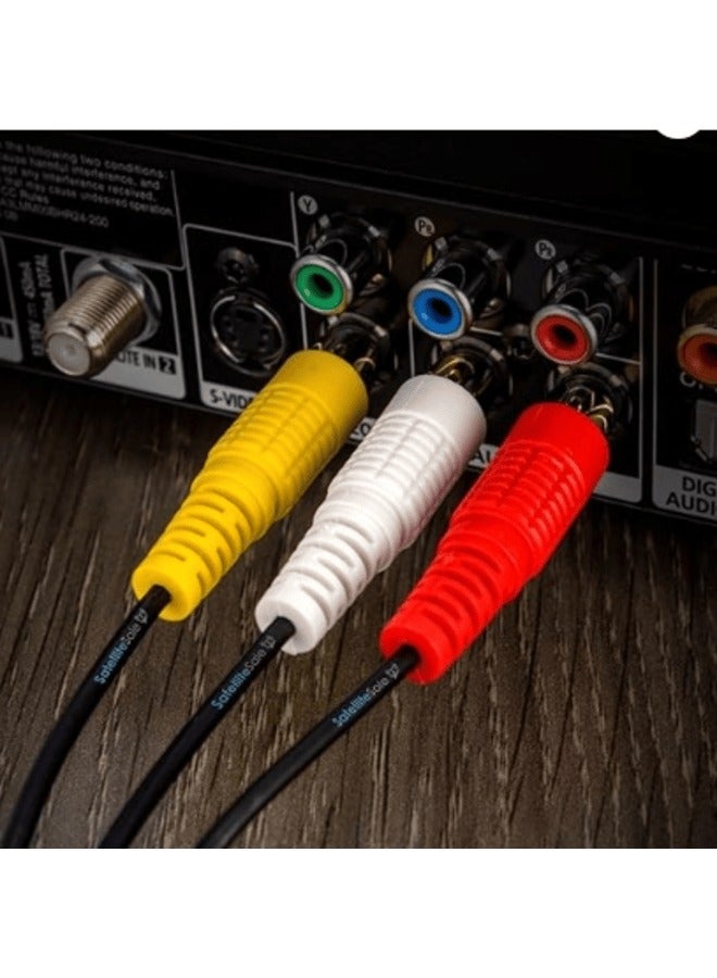 Premium 3RCA AV Cable – 1.5M (5ft) Male-to-Male – Pure Copper Core – High-Fidelity Audio & Video for TV, DVD, VCR, Amplifier – Durable & Flexible Build - Image 2