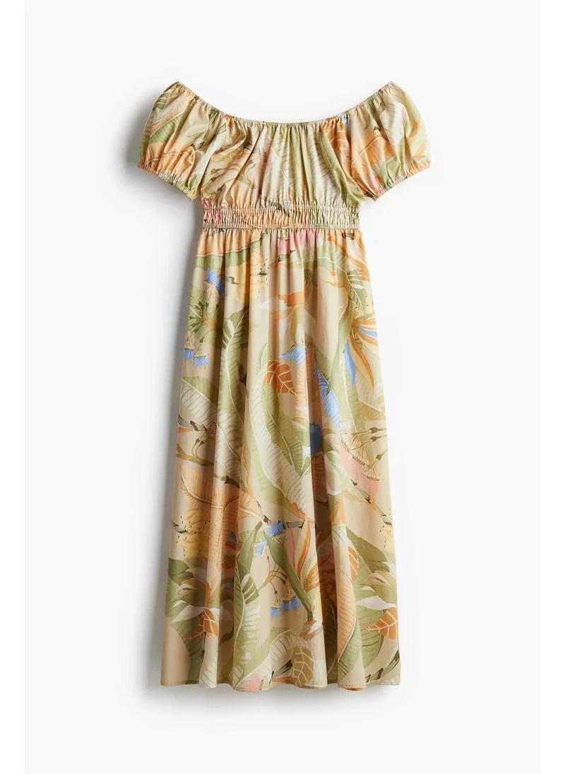 اتش اند ام Off-the-shoulder poplin dress
