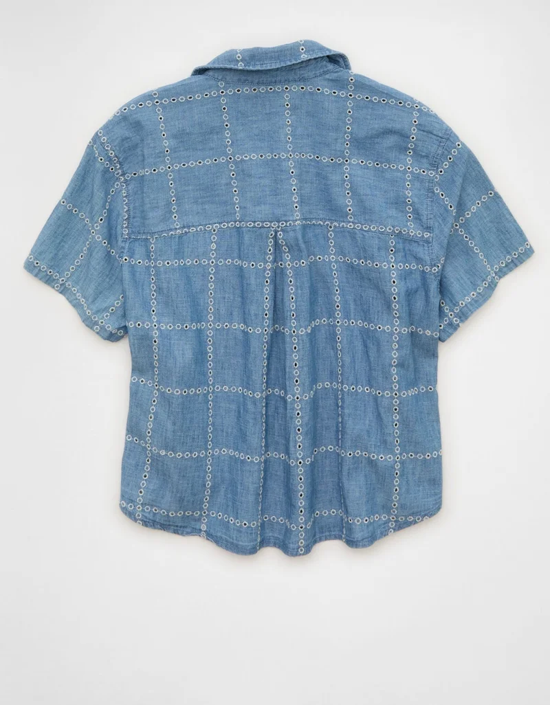 American Eagle  AE Embroidered Cabana Shirt for Women | Best Price UAE