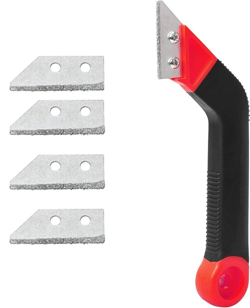Zaptec Grout Remover Tool Angled Hand Saw Rake Joint Scraper for Tile Joint Cleaning With 4 Tungsten Carbide Blades - Image 1