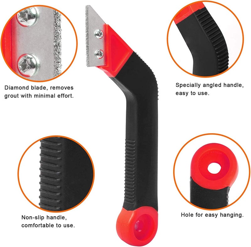 Zaptec Grout Remover Tool Angled Hand Saw Rake Joint Scraper for Tile Joint Cleaning With 4 Tungsten Carbide Blades - Image 3