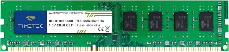 Timetec 8GB DDR3 1600MHzDDR31600 PC312800 NonECC Unbuffered 15V CL11 2Rx8 Dual Rank 240 Pin UDIMM Desktop PC Computer Memory RAM Module Upgrade - Image 2