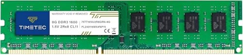 Timetec 8GB DDR3 1600MHzDDR31600 PC312800 NonECC Unbuffered 15V CL11 2Rx8 Dual Rank 240 Pin UDIMM Desktop PC Computer Memory RAM Module Upgrade - Image 1