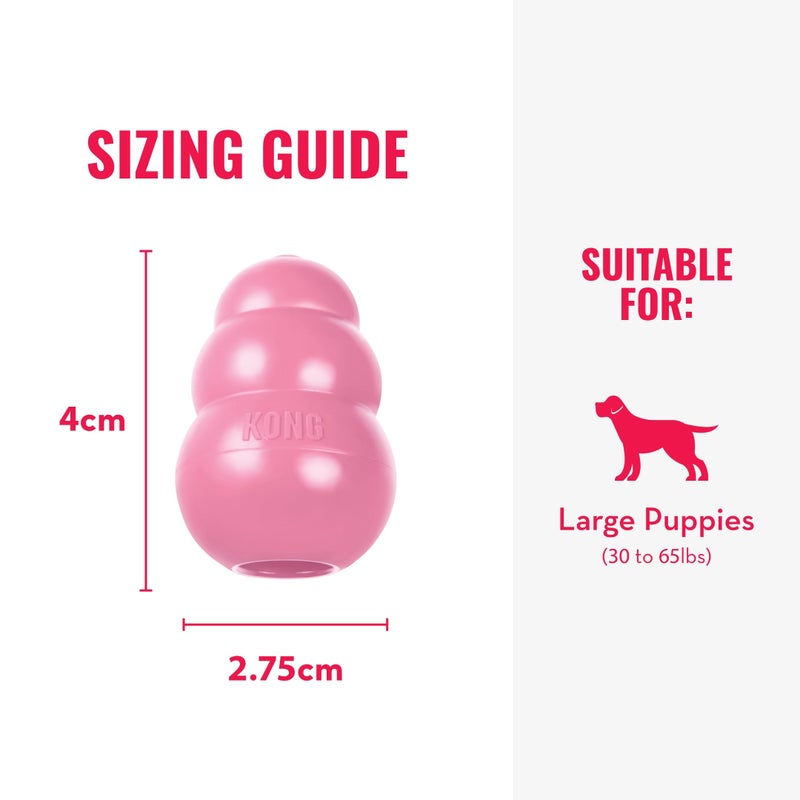 KONG Puppy - Natural Teething Rubber Chew Toy for Dogs - Stuffable Dog Toy for Extended Playtime - Chew & Fetch Toy for Puppies - for Large Puppies - Pink - Image 4
