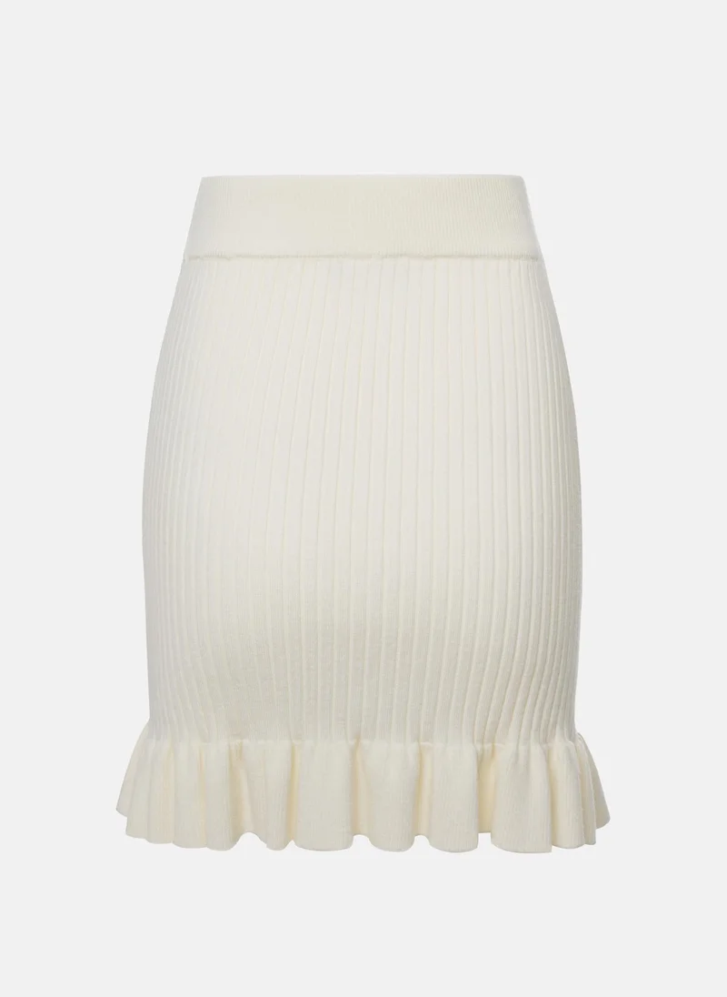 Lichi Mini rib-knit skirt with flounce at bottom edge