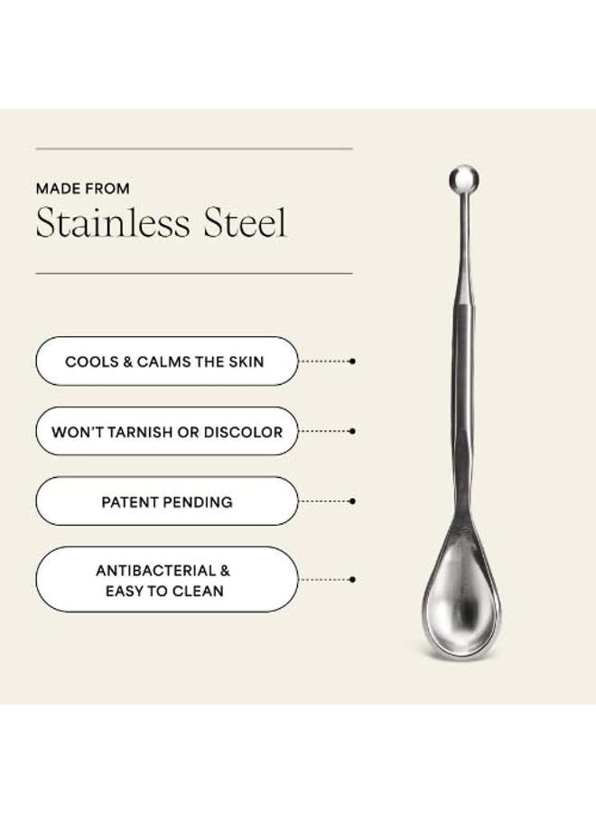 WILDLING Reflexology Spoon | Multi-Purpose Reflexology Facial Tool | Functional Skincare Scoop + Reflexology Tip to Firm Skin, Release Tension + Balance Energy Flow I 100% Stainless Steel - Image 5