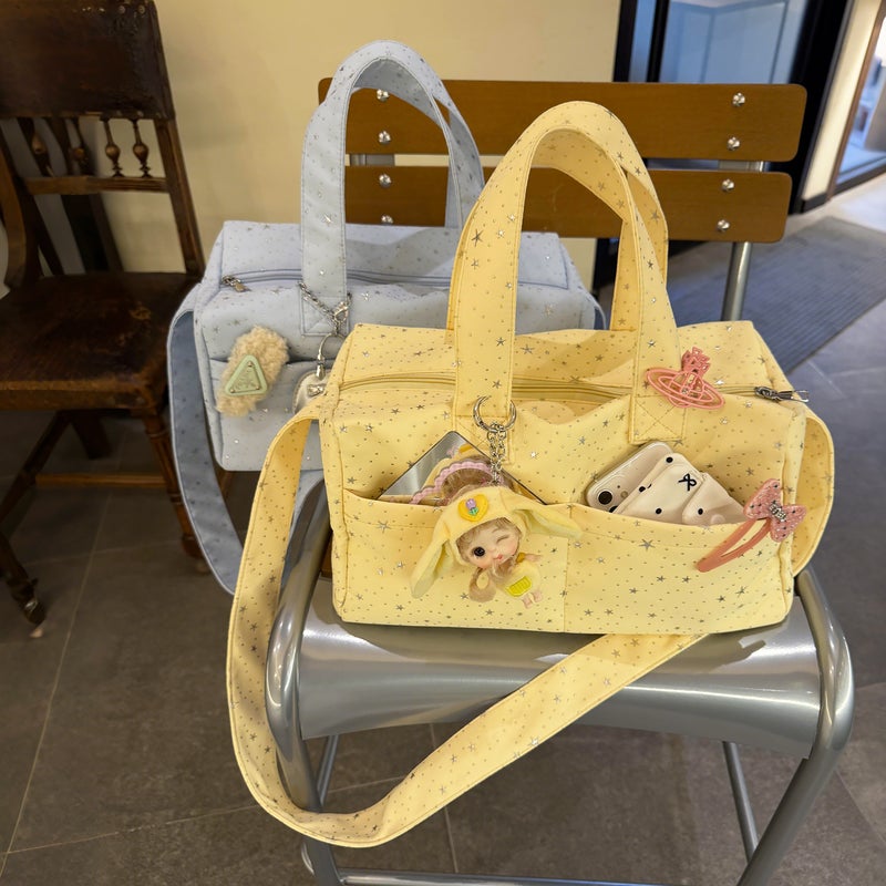 Star Tote Bag Large Capacity Storage Canvas Travel Bag Crossbody Shoulder Bag - Image 3