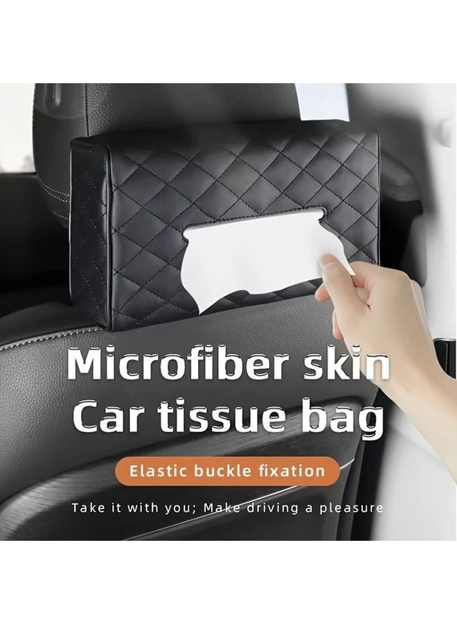 1pc XL Black Foldable Car Tissue Box Holder Universal Auto Parts - Image 2