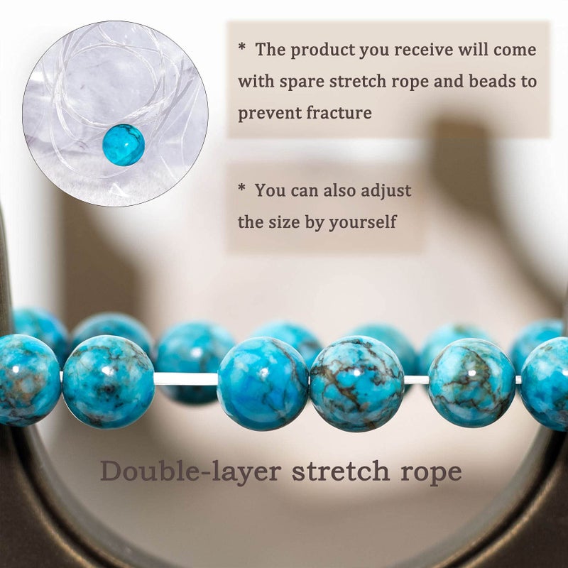DAZCOLO 8mm Natural Gemstone Stretch Bracelet, Handmade Unisex Crystal Bracelets for Meditation, Yoga, Spiritual Healing & Positive Energy (Blue Magnesite Turquoise) - Image 2