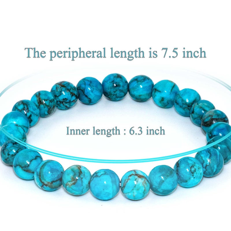DAZCOLO 8mm Natural Gemstone Stretch Bracelet, Handmade Unisex Crystal Bracelets for Meditation, Yoga, Spiritual Healing & Positive Energy (Blue Magnesite Turquoise) - Image 3