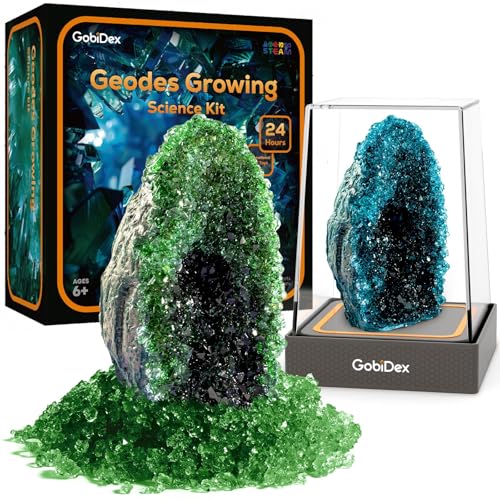 GobiDex Geodes Crystal Growing Kit for Kids 24Hour Fast Crystal Growth Science Experiments Kit with Display Cases DIY STEM Toys Educational Gifts for BoysGirls Ages 812Geology Rock Collection - Image 1