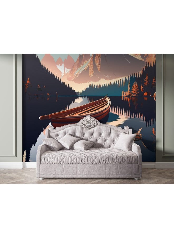 Home Gallery - Harbor With Boat On The Water At Sorrento Italy Fabric Wallpaper Covers An Area ​​Up To 4.2Mx3M With Adhesive  And Smoothing Tool - Image 1