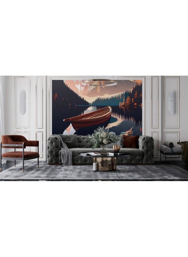 Home Gallery - Harbor With Boat On The Water At Sorrento Italy Fabric Wallpaper Covers An Area ​​Up To 4.2Mx3M With Adhesive  And Smoothing Tool - Image 1