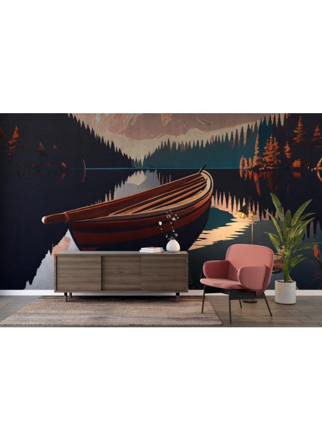 Home Gallery - Harbor With Boat On The Water At Sorrento Italy Fabric Wallpaper Covers An Area ​​Up To 4.2Mx3M With Adhesive  And Smoothing Tool - Image 1