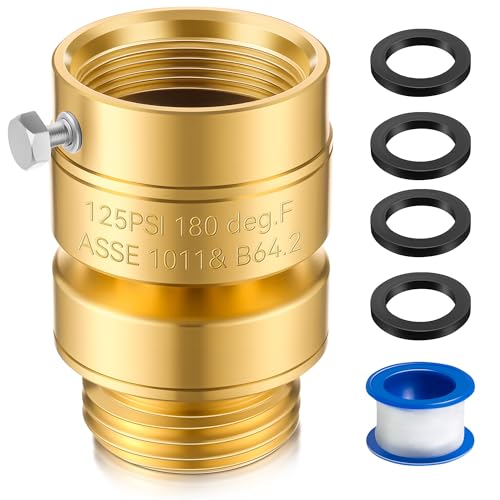 Dreyoo Self Draining Vacuum Breaker Replacement for PK1380 Anti Siphon Valve with 4 Washers and 1 Sealing Tape Hose Bib Backflow Preventer for Garden Outdoor Faucet SpigotFine Thread - Image 1