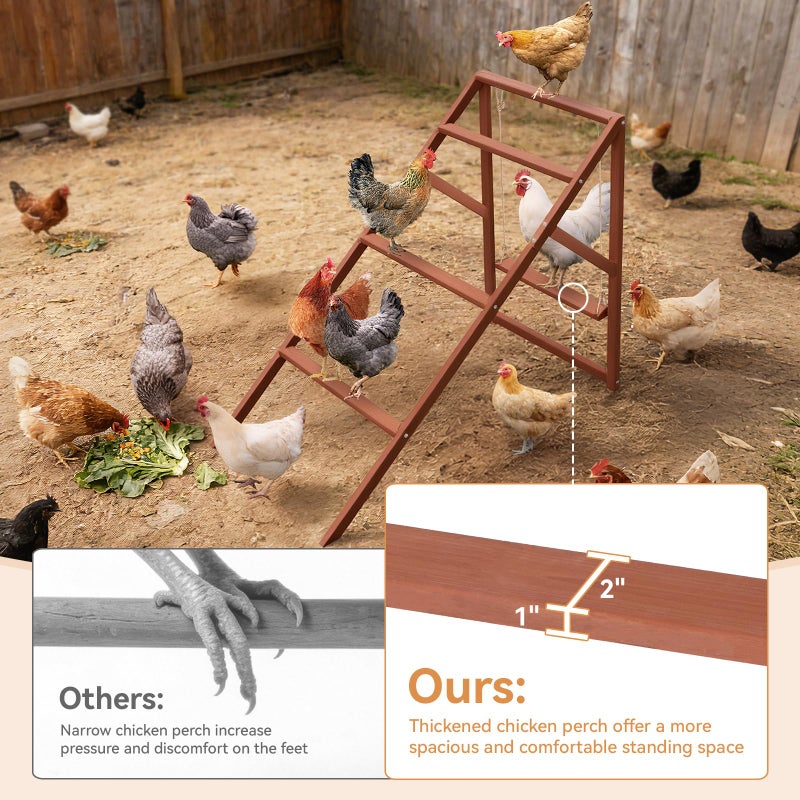 PETSFIT Wooden Chicken Roosting Bars for 8-10 Chickens â€“ Multi-Level Design with 4 Roosting Bars &Swings, Durable Fir Wood for Outdoor Coops, Easy Assembly, Ideal for Backyard Farms - Image 4