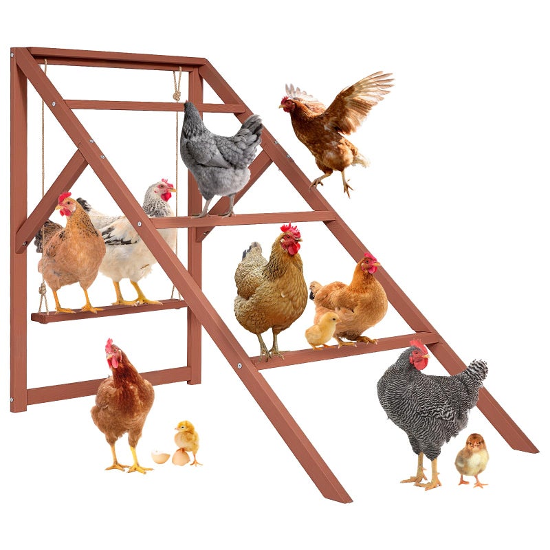 PETSFIT Wooden Chicken Roosting Bars for 8-10 Chickens â€“ Multi-Level Design with 4 Roosting Bars &Swings, Durable Fir Wood for Outdoor Coops, Easy Assembly, Ideal for Backyard Farms - Image 1