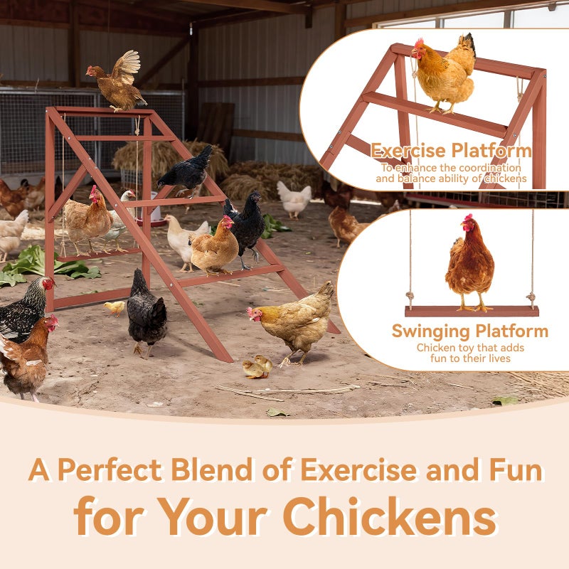 PETSFIT Wooden Chicken Roosting Bars for 8-10 Chickens â€“ Multi-Level Design with 4 Roosting Bars &Swings, Durable Fir Wood for Outdoor Coops, Easy Assembly, Ideal for Backyard Farms - Image 2