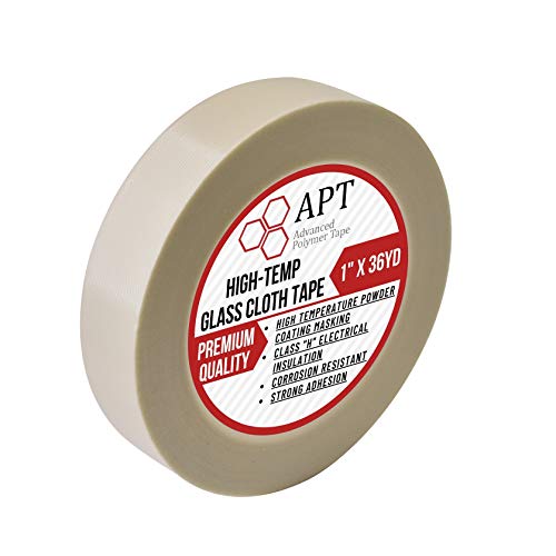 APT Advanced Polymer Tape APT Glass Cloth Electrical Tape, High Temperature Masking Tape, 260°C. UL Listed, White Heat Resistant Tape. Ideal for Class H Electrical, Powder Coating, Sand Blasting (1" x 36 Yds) - Image 1