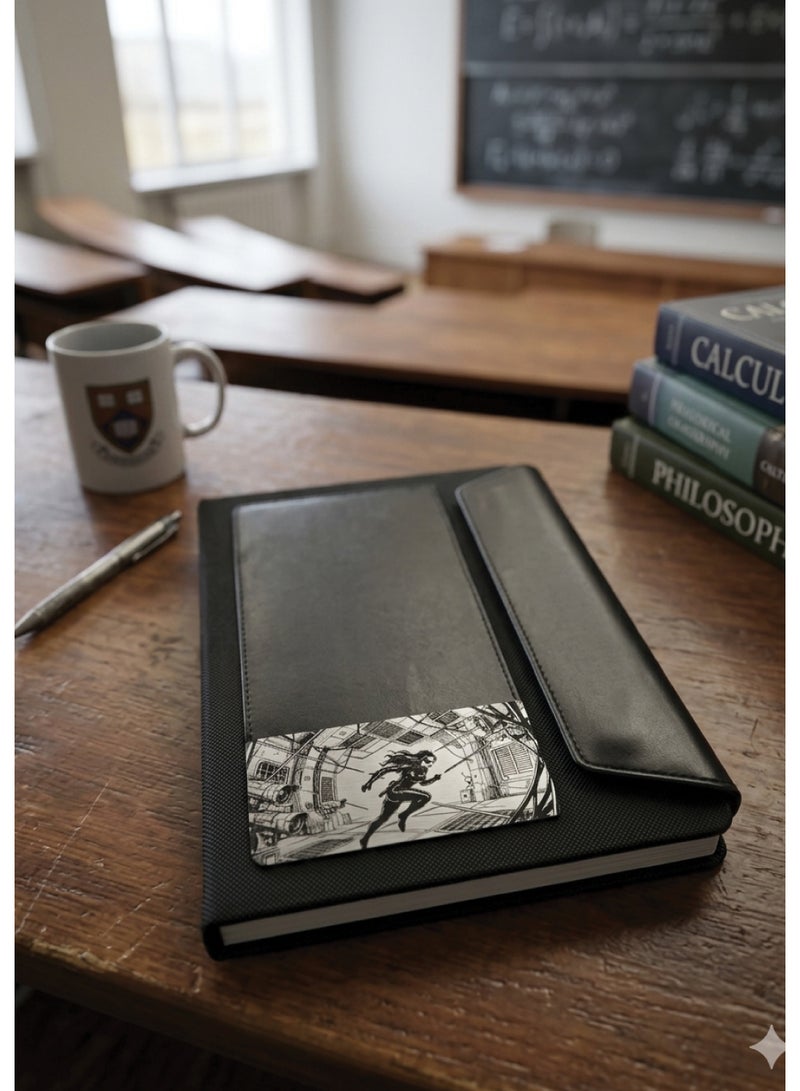 Black Leather Notebook with Superhero Black Widow Design – Premium Journal for Daily Writing - Image 2