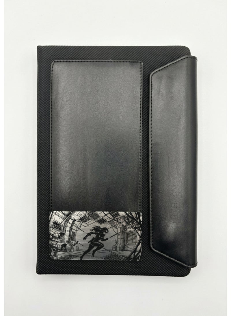 Black Leather Notebook with Superhero Black Widow Design – Premium Journal for Daily Writing - Image 3