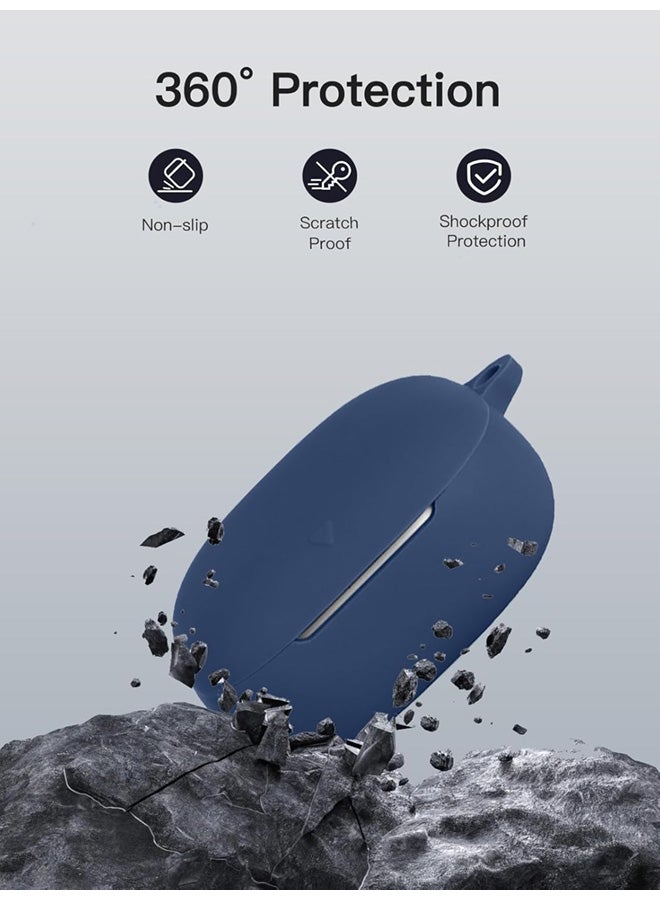 سجيت غطاء حماية مع مجموعة تنظيف، غطاء واقٍ من السيليكون الناعم لسماعات Anker Soundcore Liberty 5 مع سلسلة مفاتيح (أزرق) - Image 2
