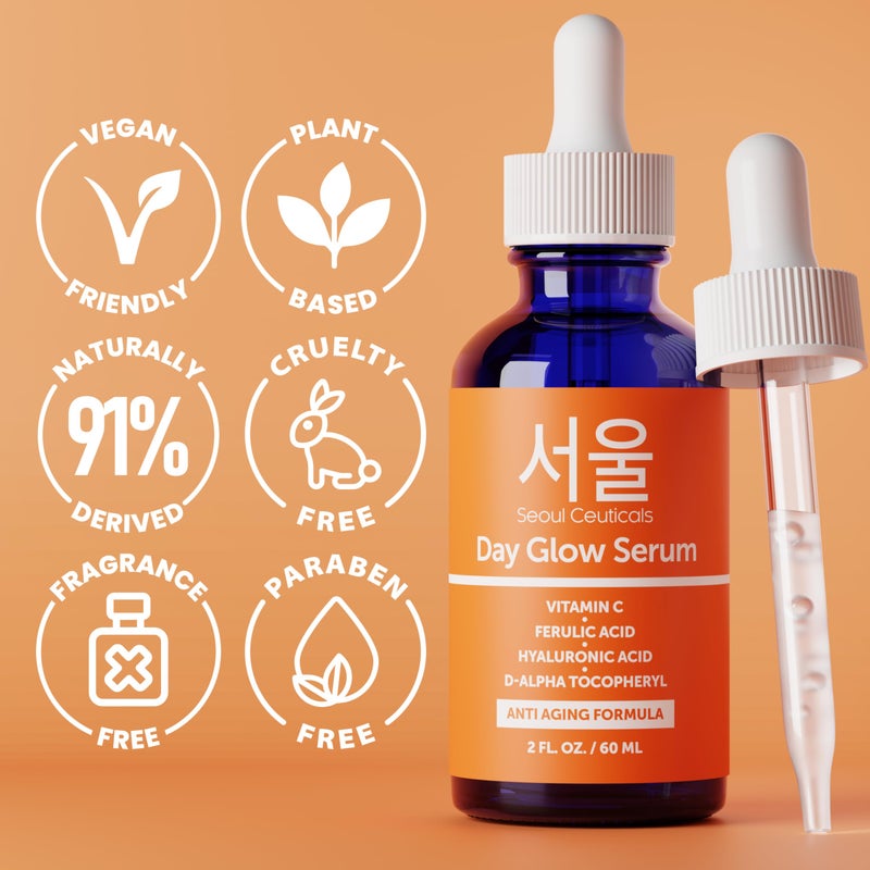 SeoulCeuticals Large 2oz Korean 20% Vitamin C Hyaluronic Acid Serum + CE Ferulic Acid - Potent Anti Aging Vit C, Anti Wrinkle K Beauty Skincare - Image 5