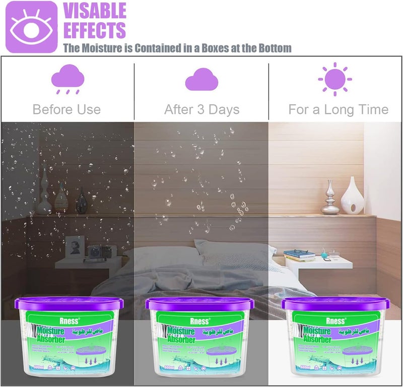 Rness Moisture Absorber Boxes,Mold-proof Deodorizing Desiccant Household Dehumidifier Boxes Fragrance-Free Humidity Absorber for Bathroom Closet Wardrobe Kitchen 6 Pack, 600ml/pcs - Image 4