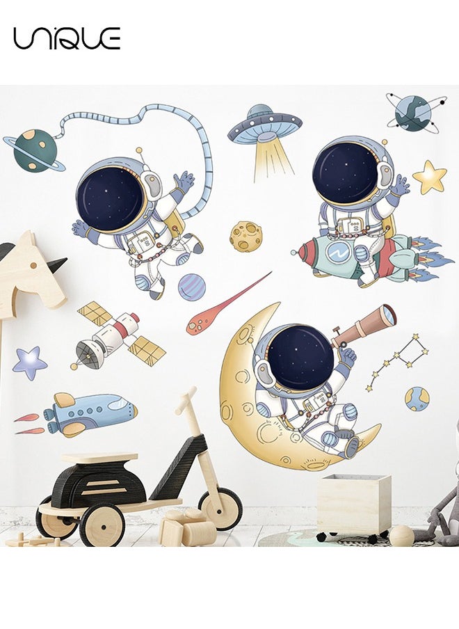 Unique Astronaut Wall Stickers, Outer Space Stars Decals, DIY Removable Large Art Decoration, Peel and Stick, for Kids Baby Boys Girls Playroom Bedroom Decor  - Image 5