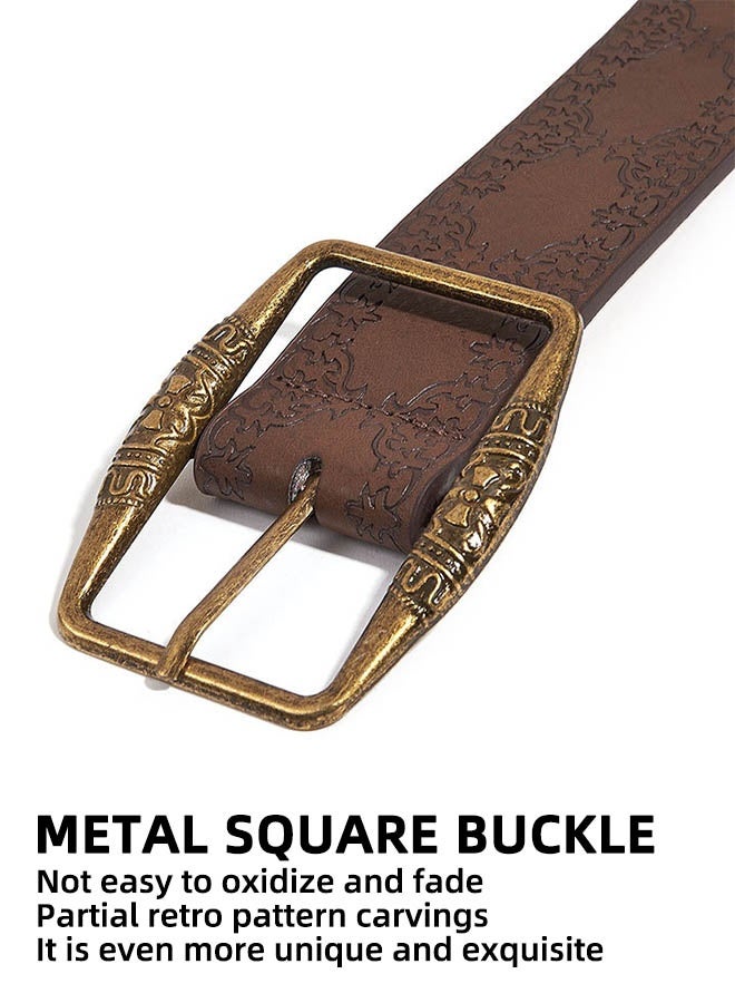 Women'S Casual Belt, Retro Embossed Waist Belt, Brown Alloy, Ethnic Style, American Style, Y2k, High-End Women'S Belt, Suitable For Pairing With Jeans. - Image 2