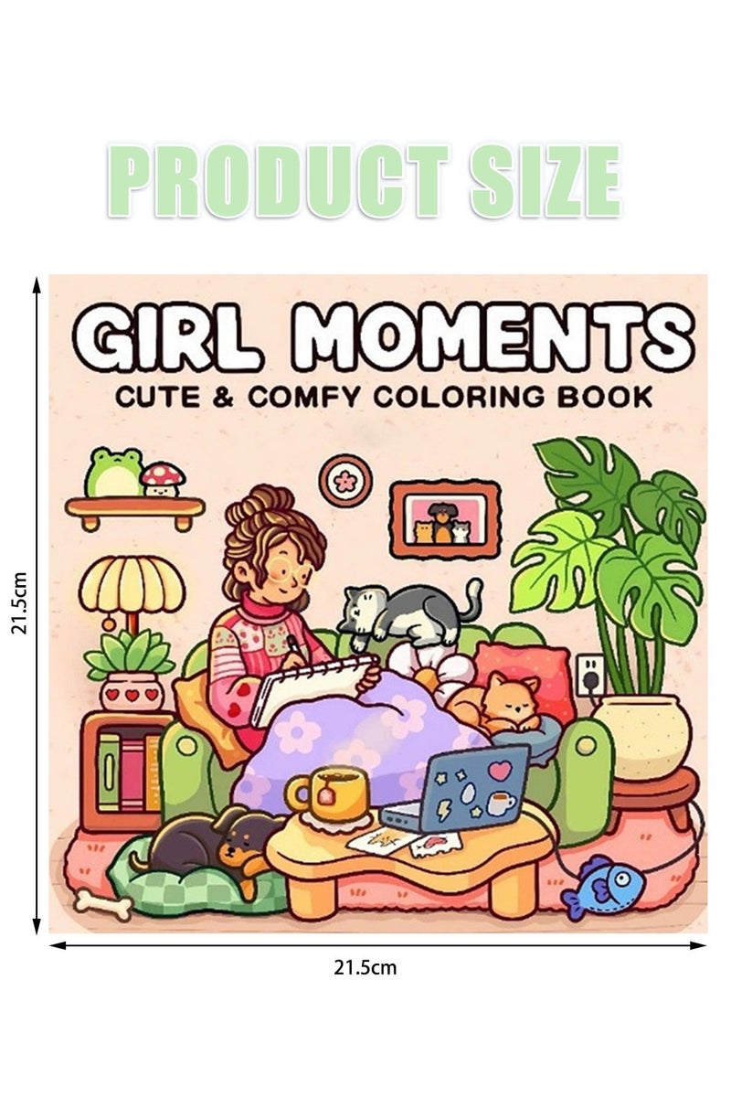 Mr. Penda Girl Moments: A Stress-Relief Coloring Book for Adults & Teens, Cute & Cozy Daily Activities, Mindfulness Illustrations, Relaxing Anti-Anxiety Art Therapy, 40 Hand Drawn Pages Ready for Coloring (Multicolour) - Image 2