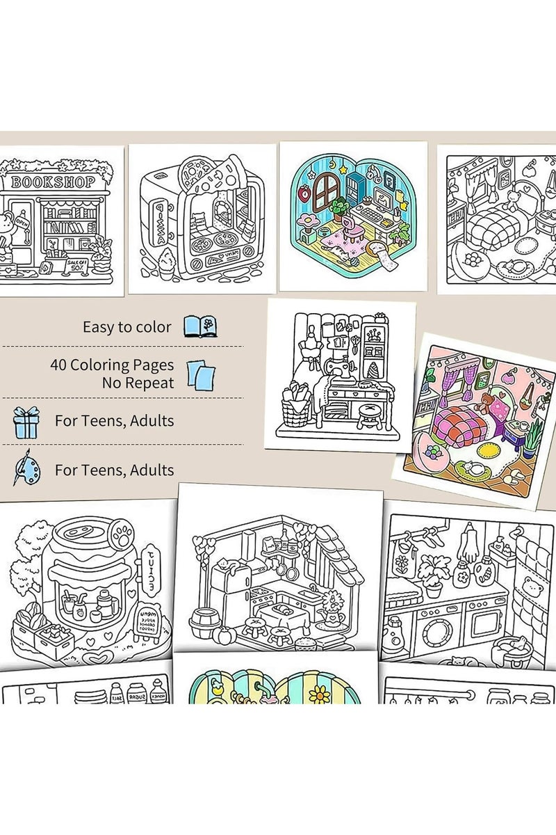 Mr. Penda Girl Moments: A Stress-Relief Coloring Book for Adults & Teens, Cute & Cozy Daily Activities, Mindfulness Illustrations, Relaxing Anti-Anxiety Art Therapy, 40 Hand Drawn Pages Ready for Coloring (Multicolour) - Image 3