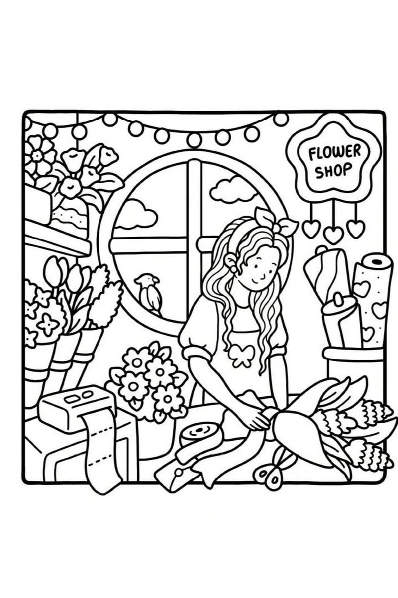 Mr. Penda Girl Moments: A Stress-Relief Coloring Book for Adults & Teens, Cute & Cozy Daily Activities, Mindfulness Illustrations, Relaxing Anti-Anxiety Art Therapy, 40 Hand Drawn Pages Ready for Coloring (Multicolour) - Image 5