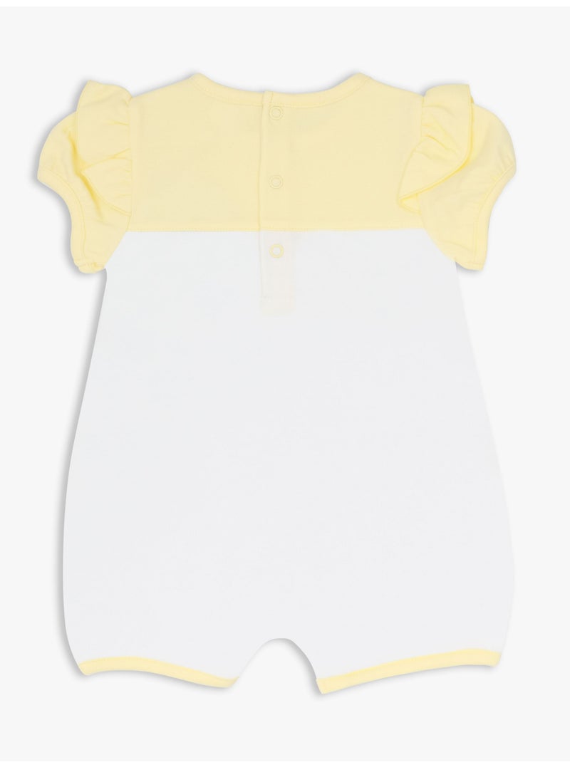 Moon MOON 100% Cotton Short Sleeves Romper 3-6M Yellow - Lemon Hearts  - Image 2