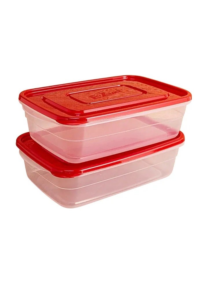LOCK & LOCK LocknLock EzLock Rectangle Container Set - 800ml (Set of 2), Clear Base, Stackable, Microwave-Safe - Image 2