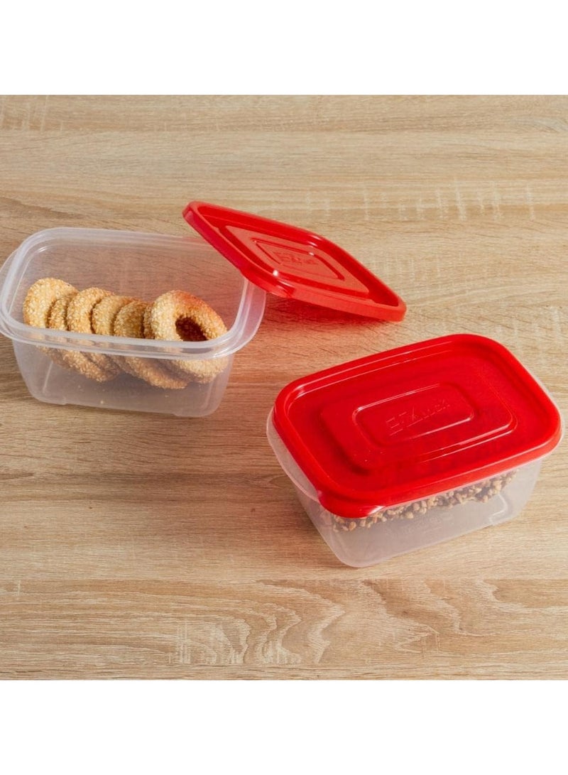 LOCK & LOCK LocknLock EzLock Rectangle Container Set - 800ml (Set of 2), Clear Base, Stackable, Microwave-Safe - Image 4