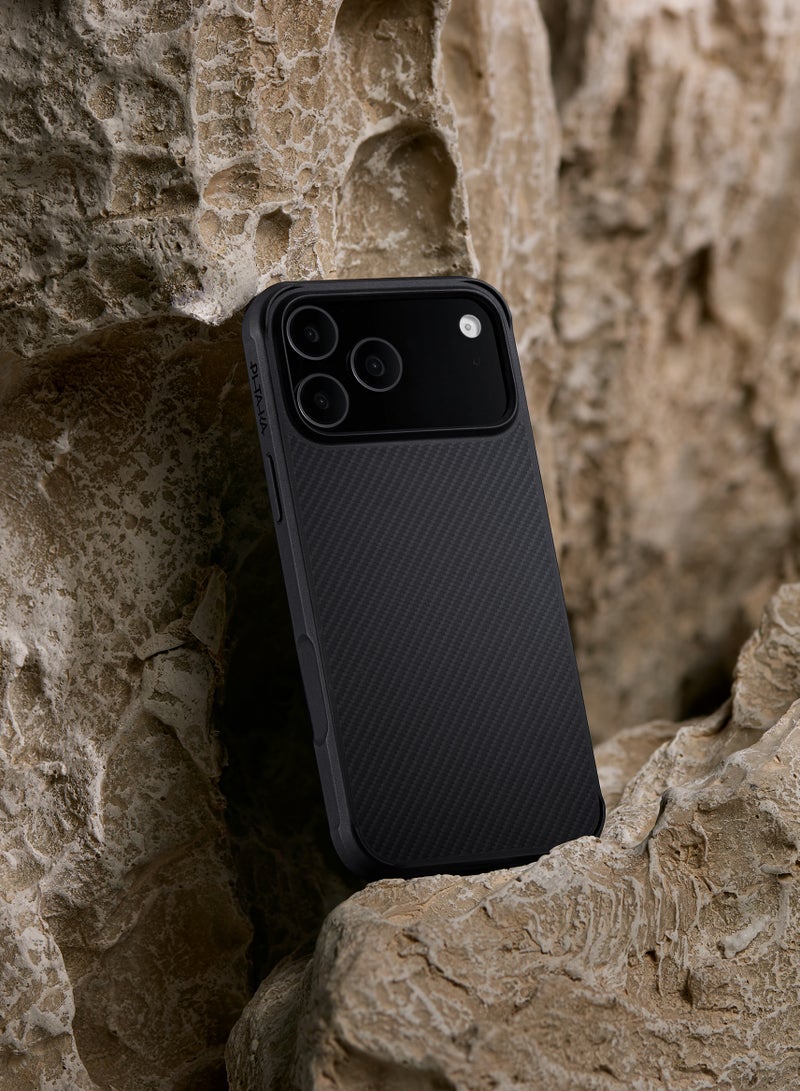 بيتاكا حافظة Aramid ProGuard لـ iPhone 17 Pro / متوافقة مع MagSafe / حافظة حماية بمعيار عسكري / مقاومة للخدوش / مزيج من ألياف الأراميد 600D وTPU / غطاء خلفي / وسادة زوايا مقوسة - أسود/رمادي - Image 4