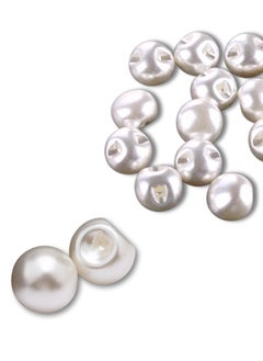 50x Premium Ball Pearl Buttons with Metal Shank - Bridal, Dressmaking, Abaya, DIY, 0.8MM (Cream)