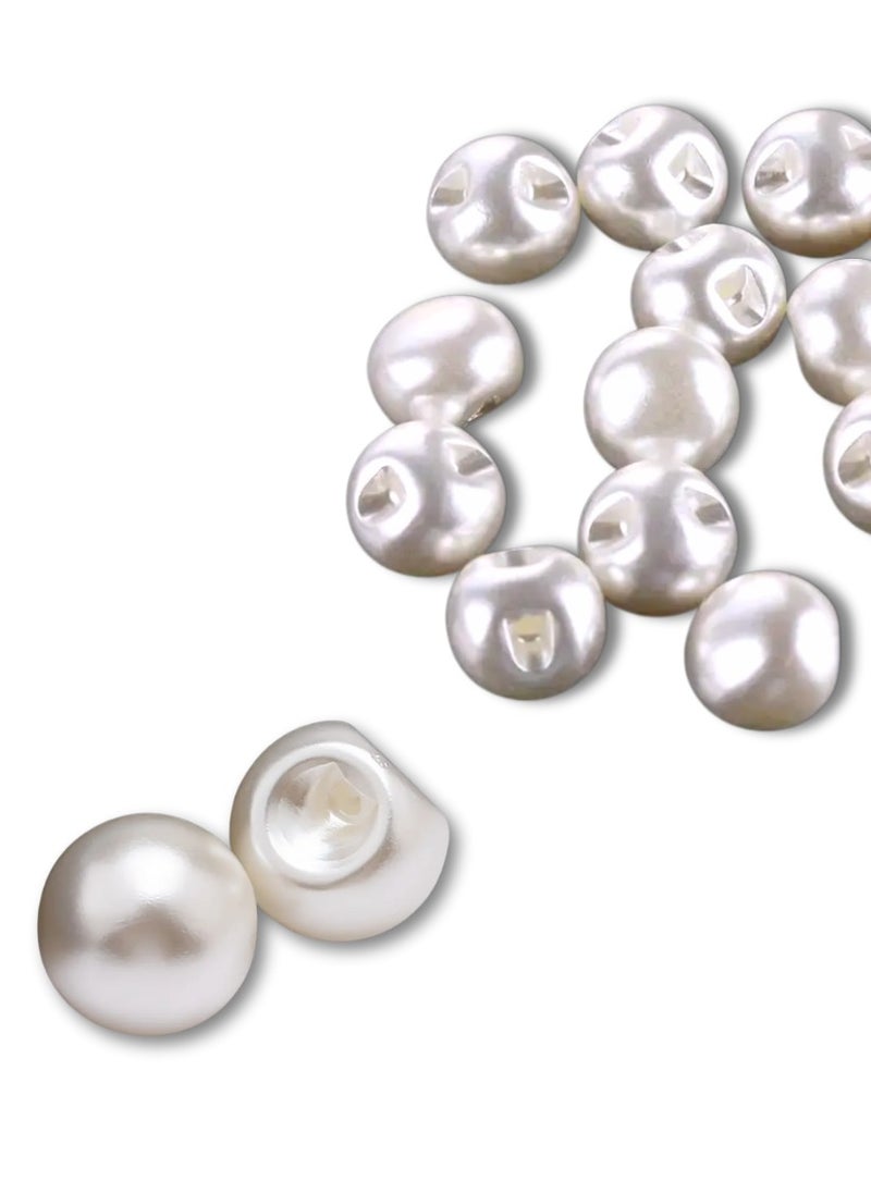 Generic - 50x Premium Ball Pearl Buttons with Metal Shank - Bridal, Dressmaking, Abaya, DIY, 0.8MM (Cream) - Image 1