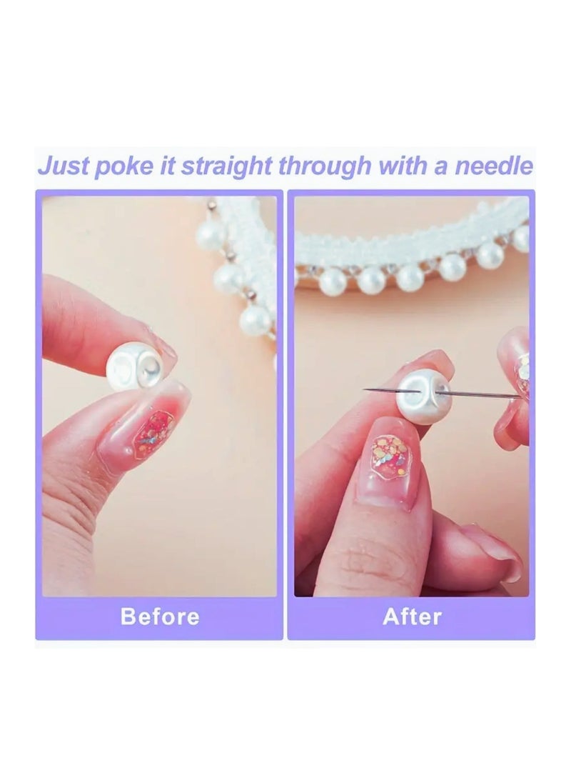Generic - 50x Premium Ball Pearl Buttons with Metal Shank - Bridal, Dressmaking, Abaya, DIY, 0.8MM (Cream) - Image 1